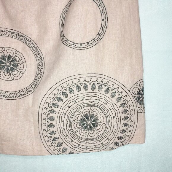 Boden Womens Sz 4R Linen Blend Pink  Embroidered Skirt Lined - Picture 3 of 6